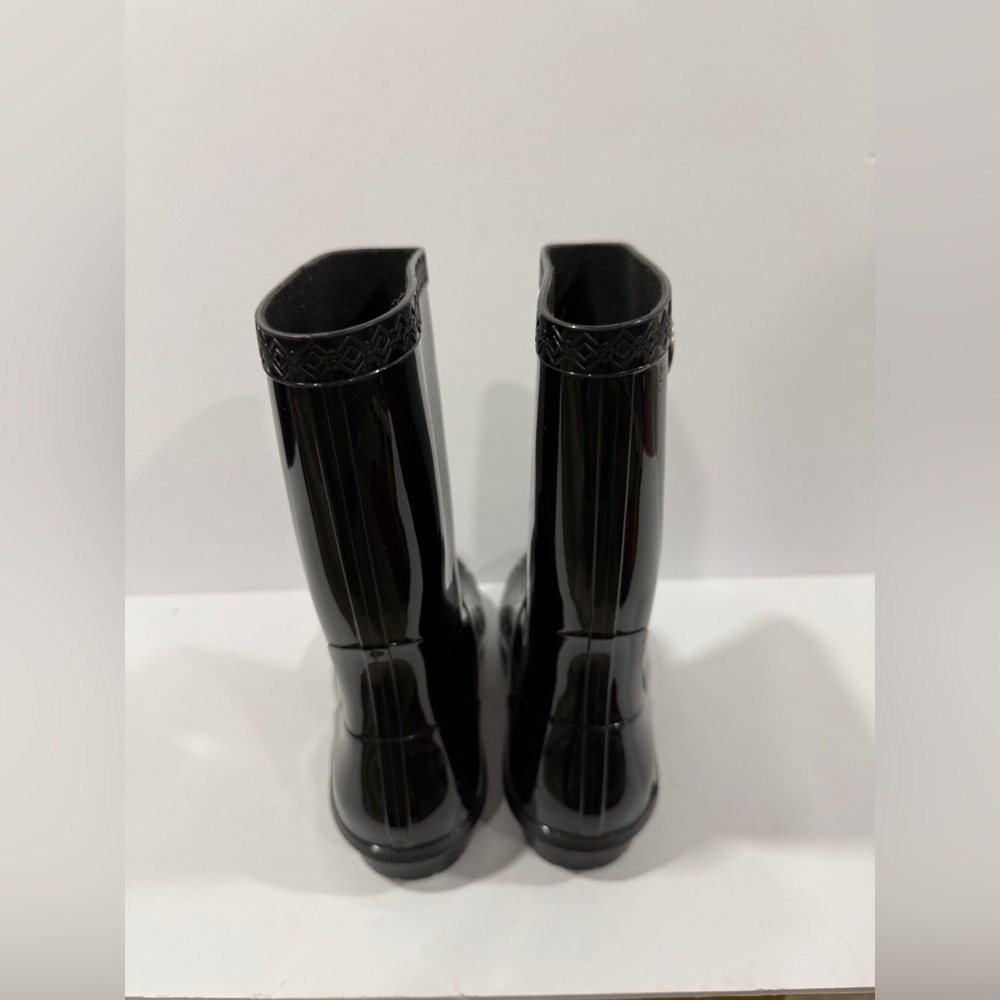 UGG Black Glossy Rain Boots Size 6 Waterproof Rubber Mid Calf - Picture 4 of 10
